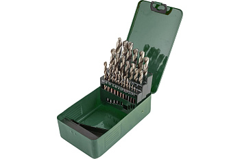Набор сверл по металлу HSS 4241,25пр(1-13мм, шаг 0.5мм), в метал. футляре RF-924U25