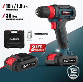Аккумуляторная дрель шуруповёрт CD 16-30 2х1,5 Ah ALTECO