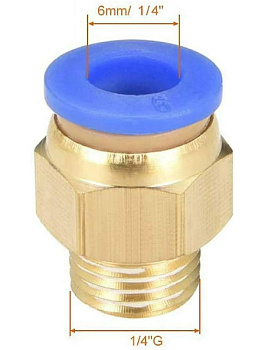 Фитинг трубка-резьба (прямой) 6мм 1/4