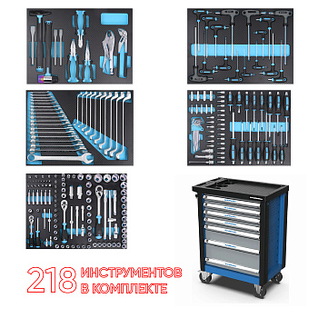 Тележка инструментальная 7 ящиков с набором инструмента 218 предметов TF1C7N218 AutoMeister