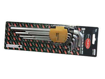 Набор ключей Г-образных 6-гранных экстра длинных, 9 предметов (1.5, 2, 2.5, 3-6, 8, 10мм) RF-5093XL