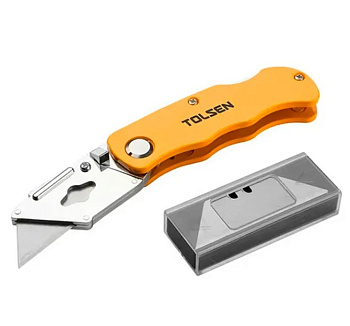 Нож складной с трапециевидным лезвием TOLSEN 61х19мм(х5) Al-рукоятка 30007