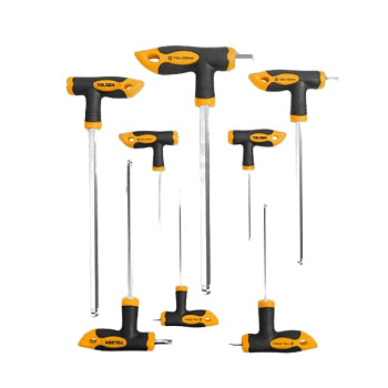 Отвертки Т-образные, 8 предметов, HEX H2,0-10,0мм (с шариком), CrV, 2К-рукоятки (20) TOLSEN 20062