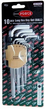 Набор ключей Г-образных 6-гр длинных с шаром, 10 пр (1.27, 1.5, 2, 2.5, 3-6, 8, 10мм) RF-5102LB