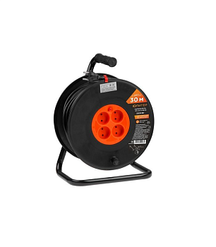Удлинитель на катушке 30м (4 роз., 3,5кВт, б/з, ПВС 2х1,5) Юпитер (с защитой от перегрузки, зашитные