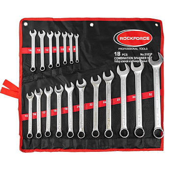 Набор ключей комбинированных 18 предметов(8-19, 21, 22, 24, 27, 30, 32мм),на полотне 904 RF-5181P