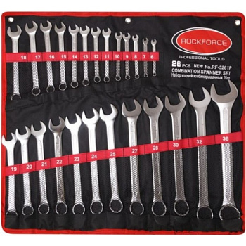 Набор ключей комбинированных 26 предметов(6-28, 30, 32мм),на полотне RF-5261P(NEW) ROCKFORCE