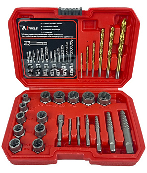 Набор головок-экстракторов, экстракторов, сверел для извлечения болтов и гаек 3/8" 26 предметов