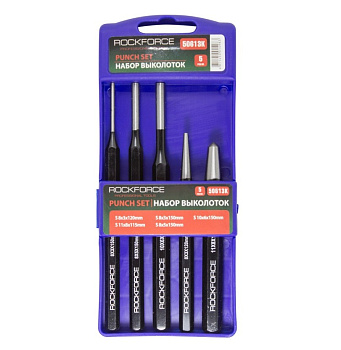 Набор выколоток,5пр.(3х120мм,3х150мм,6х150мм,5х150мм,кернер 8х115мм),в пластиковом футляре RF-50613К