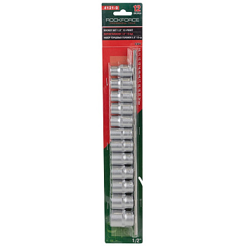 Набор головок 12 предметов 1/2" 12гр.(10-19,22,24мм), на планке 11628 RF-4121-9