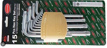 Набор ключей TORX Г-образных с отверстием,15пр.(Т6Н Т60Н) RF-5151T
