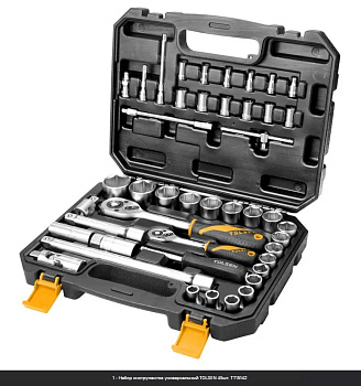 Головки торцевые с трещотками 1/4" и 1/2", набор 45 предметов, кейс M (4) Industrial TOLSEN 15142