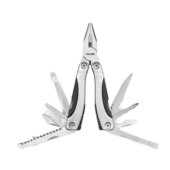 Плоскогубцы многофункциональные «14в1» 100мм, ст.2Cr13, полированные рукоятки, чехол TOLSEN 30046