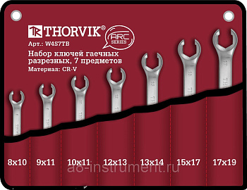Набор ключей гаечных разрезных серии ARC в сумке, 8-19 мм, 7 предметов W4S7TB