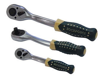 Трещотка реверсивная усиленная изогнутая с резиновой ручкой 3/8" (72зуб.) RF-802322