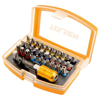 Набор бит с адаптером TOLSEN PH/PZ/SL/Torx/TR/HEX 1/4" S2 32шт.