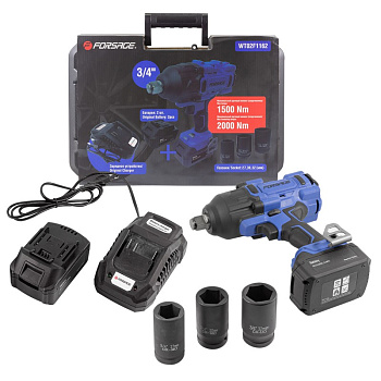 Гайковерт ударный аккумуляторный 3/4''+набор головок ударных глуб.27,30,32мм Forsage F-WT02F1162