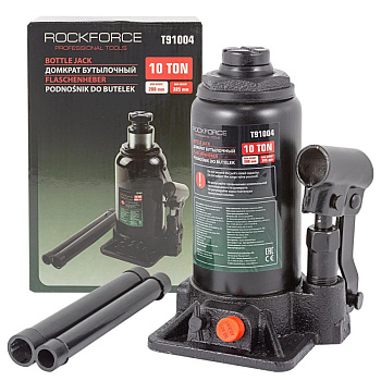 Домкрат бутылочный 10т с клапаном (h min 200мм,h max 385мм) Rock FORCE RF-T91004(DS)