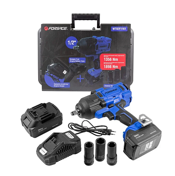 Гайковерт ударный аккумуляторный Forsage 1/2" + набор головок, в кейсе F-WT02F1161