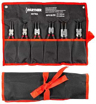 Набор съемников стопорных колец 6пр.(L-220мм х 2шт, L-180мм х 4шт), на полотне