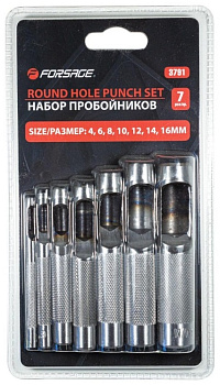 Набор пробойников 7пр. (4, 6, 8, 10, 12, 14, 16мм),в блистере F-3791