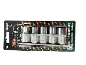 Набор головок Е-профиль 5 предметов 1/2" (E12,E14,E16,E18,E20), на планке RF-4053