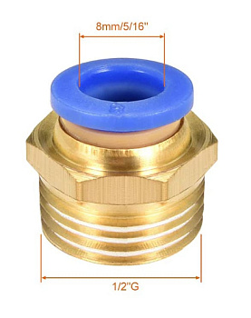 Фитинг трубка-резьба (прямой) 8мм 1/2внеш
