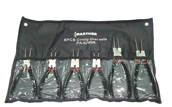 Набор съемников стопорных колец 6пр.(4-175мм,2*230мм) на полотне PA-6879A PARTNER