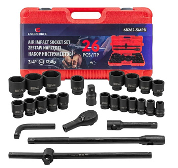 Набор инструментов ударных 26пр. 3/4''(6гр.) EF-68262-5MPB