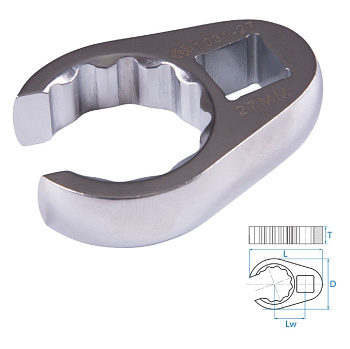 Ключ разрезной (воронья лапка) 27 мм, 1/2" KING TONY 1031-27R