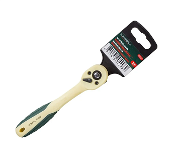 Трещотка реверсивная с изгибом в пластиковом антикорозийном корпусе 1/4''(L-155мм, 72зуб)