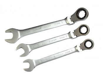 Ключ комбинированный трещоточный с шарниром 27мм P-75727F