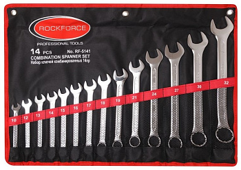 Набор ключей комбинированных 14пр. (10, 12-19, 21, 24, 27.30, 32мм) на полотне RF-5141