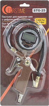 Пистолет для подкачки шин с цифровым манометром (0-16Bar), в блистере FT-STG-25